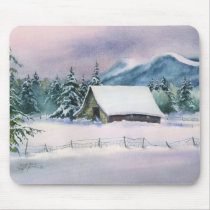WINTER BARN by SHARON SHARPE Mousepads