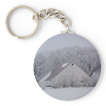 Winter Barn in the Snow Painting keychains