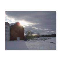 Winter Barn Postcard