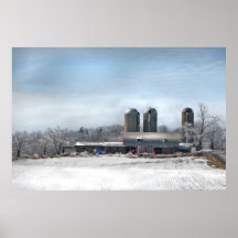 Winter Barn Poster