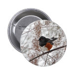 Winter Bird in the Snow Pinback Button