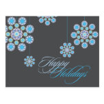 Winter Blue Christmas Flowers Holiday Greetings Postcard