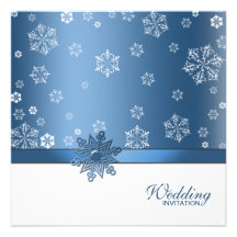 Winter Blue & White Snowflake Wedding Invites