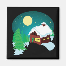 Winter Cabin Refrigerator Magnets