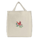 Winter Cardinal embroidered bags