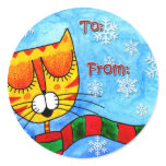 Winter Cat - To / From Sticker