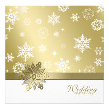 Winter Champagne and white Snowflakes Wedding Invitation