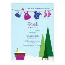 Winter Clothesline Baby Girl Shower Invite
