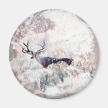 winter deer fridge magnet
