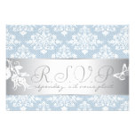 Winter Frost Damask RSVP Card 3 Invites