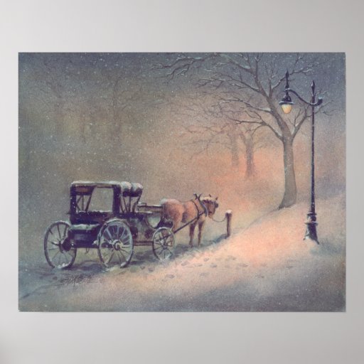 WINTER HORSE & BUGGY by SHARON SHARPE Print