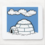 Winter IGLOO SNOW BLUE SKY WHITE CLOUDS CARTOON Mousepad