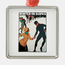 Winter in Davos Vintage Travel Poster Ornament