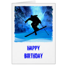Winter Landscape and Freestyle Skier Greeting Card