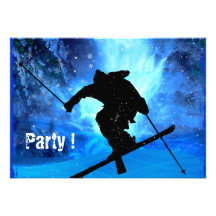 Winter Landscape and Freestyle Skier Personalised Invite