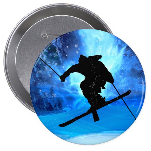 Winter Landscape and Freestyle Skier Pins
