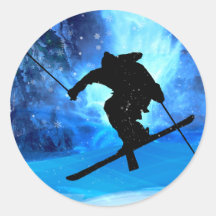 Winter Landscape and Freestyle Skier Sticker