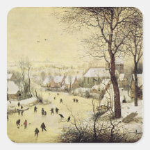 Winter Landscape with Skaters Stickers