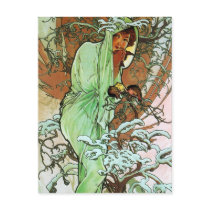 Winter, Mucha Postcard