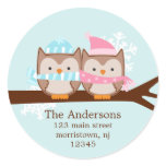 Winter Owls Couple Holiday Stickers
