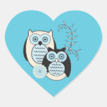 Winter Owls Heart Sticker