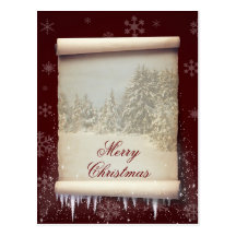 Winter Parchment Illustration - Postcard