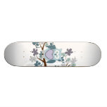 Winter Polka Owl in Tree Skateboard