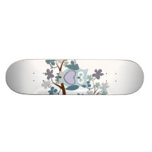 Winter Polka Owl in Tree Skateboard
