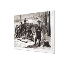 Winter Scene at the Continental Army Encampment Stretched Canvas Prints