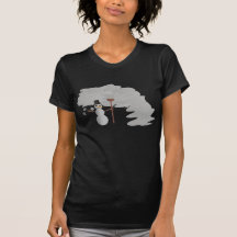 Winter scene women's black tee