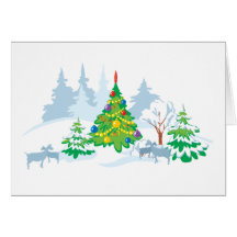 Winter Serene Christmas Goats Greeting Card