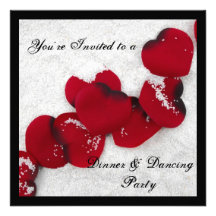 Winter Snow and Rose Petals Invitation
