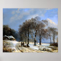 Winter snow scene posters