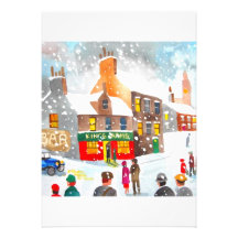 Winter snow scene watercolour painting G Bruce Announcements