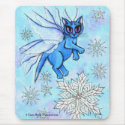 Winter Snowflake Fairy Cat Fantasy Art Mousepad