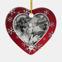 Winter Snowflake Frame Red Christmas Ornaments