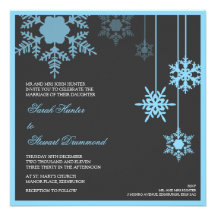 Winter Snowflake Wedding Invitation - blue
