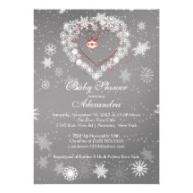 Winter Snowflakes Heart Baby Shower Invitation