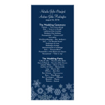 Winter Snowflakes Wedding Program Photo Keepsake Full Color Rack Card