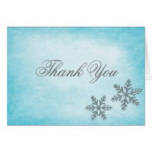 Winter Sparkle Snowflakes Teal Thank You Card