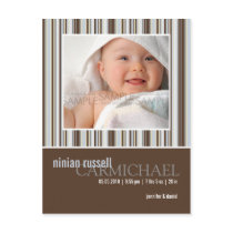 Winter Stripes Brown • Baby Announcement Postcards
