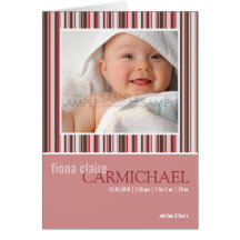 Winter Stripes Pink • Baby Announcement Greeting Card