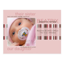 Winter Stripes Pink • Baby Announcement Post Cards