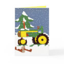 Winter Tractor Greeting Card