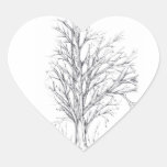 Winter Tree Black Ink Drawing Art Sketch Stickers