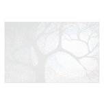 Winter Tree on Blue Blackground Cross Hatched Stationery Design