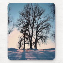 Winter trees on blue sky background mousepad