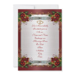 Winter wedding red satin holiday theme invitation
