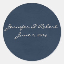 Winter White and Navy Blue Monogram Sticker