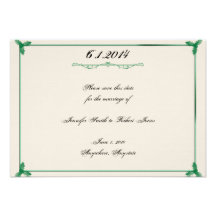 Winter White Green Mistletoe Wedding Save the Date Custom Invites